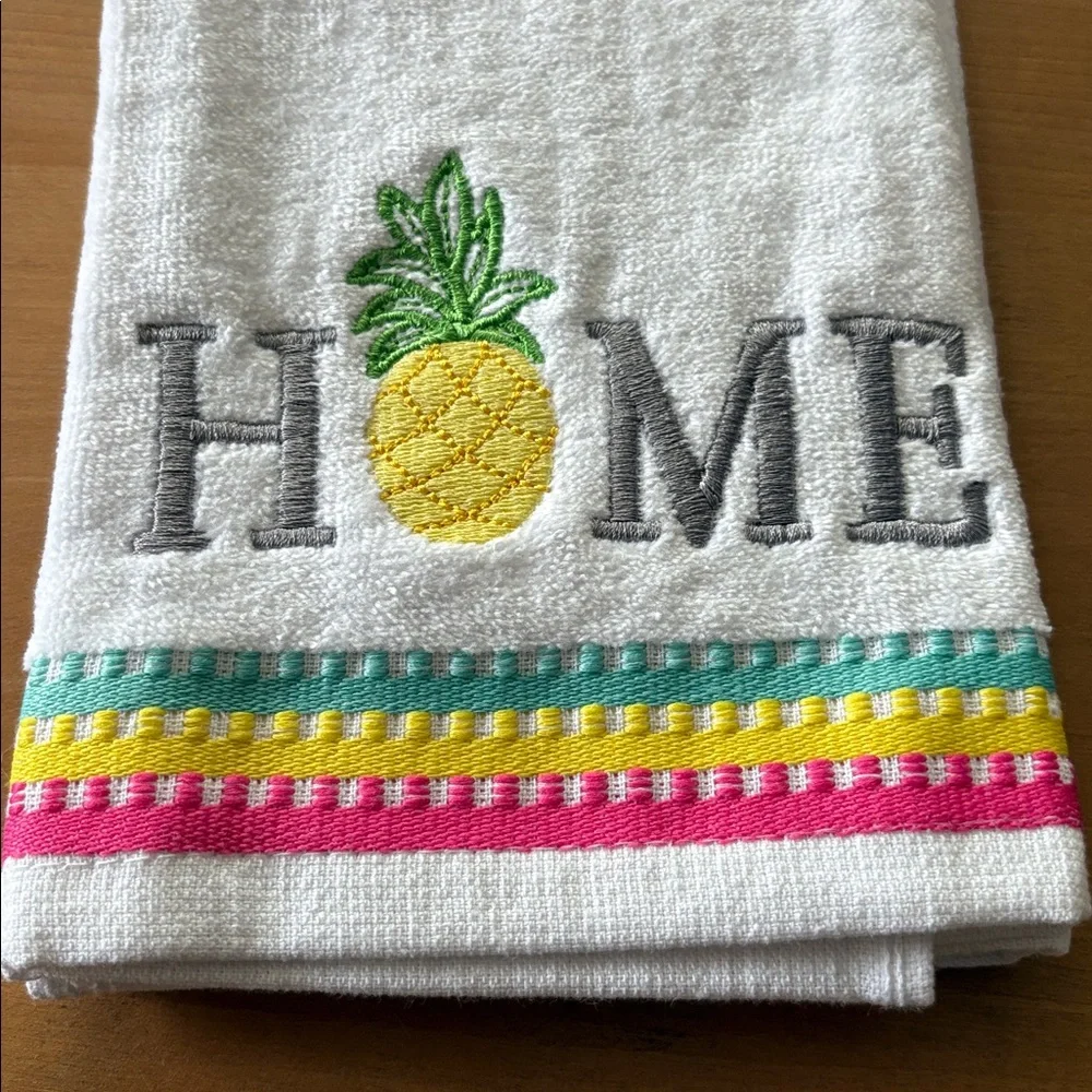 SKL Home White Pineapple Embroidered kitchen bath Hand Towel colorful Summer new